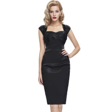 BP Stock sem mangas espreitadela preta cetim retro vintage vestido de festa com dobra 8 tamanho US 2 ~ 16 BP000072-1